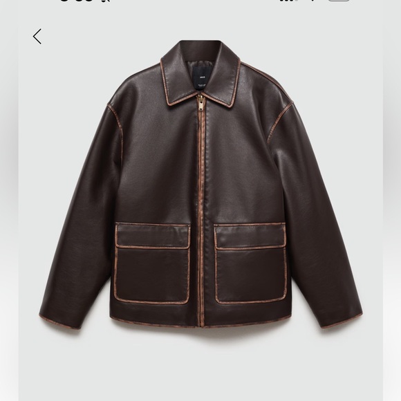 Mango Dark Brown Leather Jacket - Picture 4 of 7